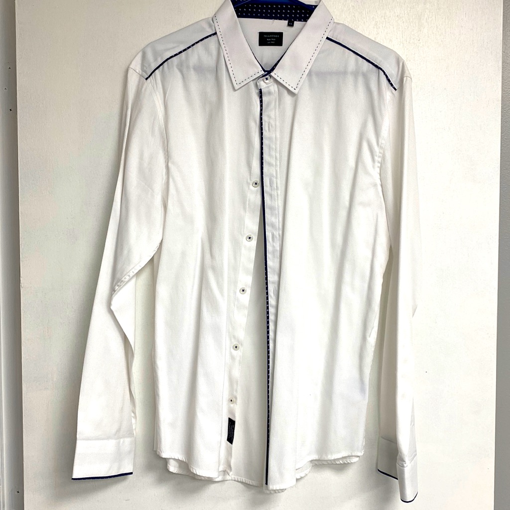 Nwot 7 Diamonds Men White- Blue Accents Shirt Size Xl